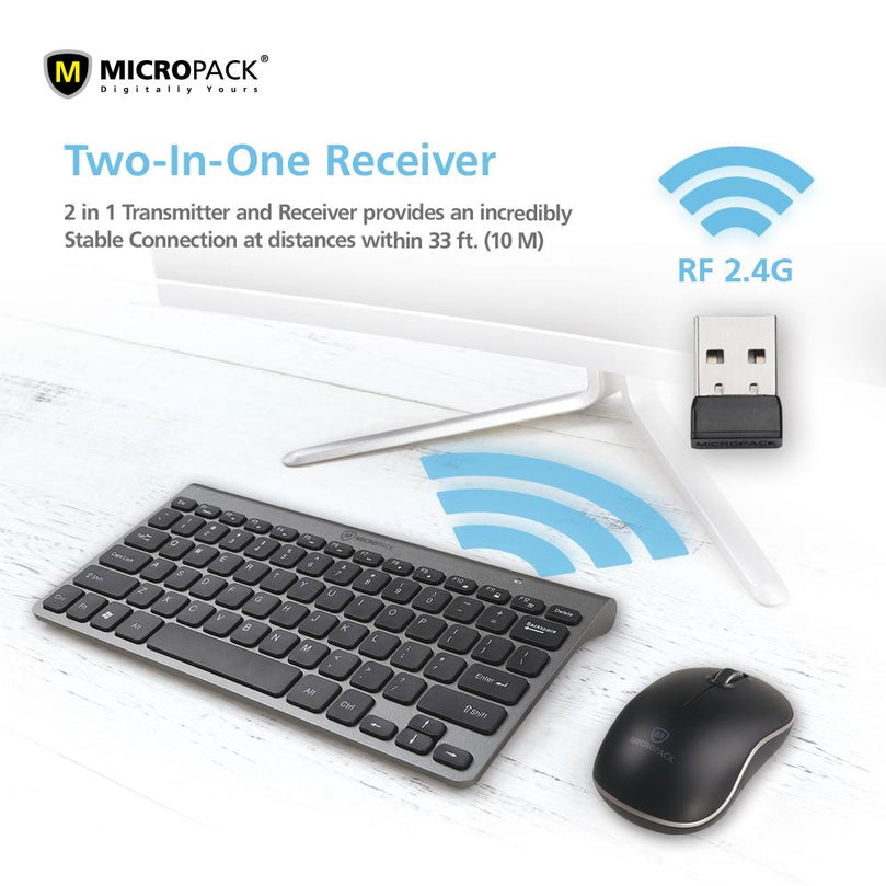 MICROPACK KM-218 WIRELESS MINI KEYBOARD AND MOUSE COMBO