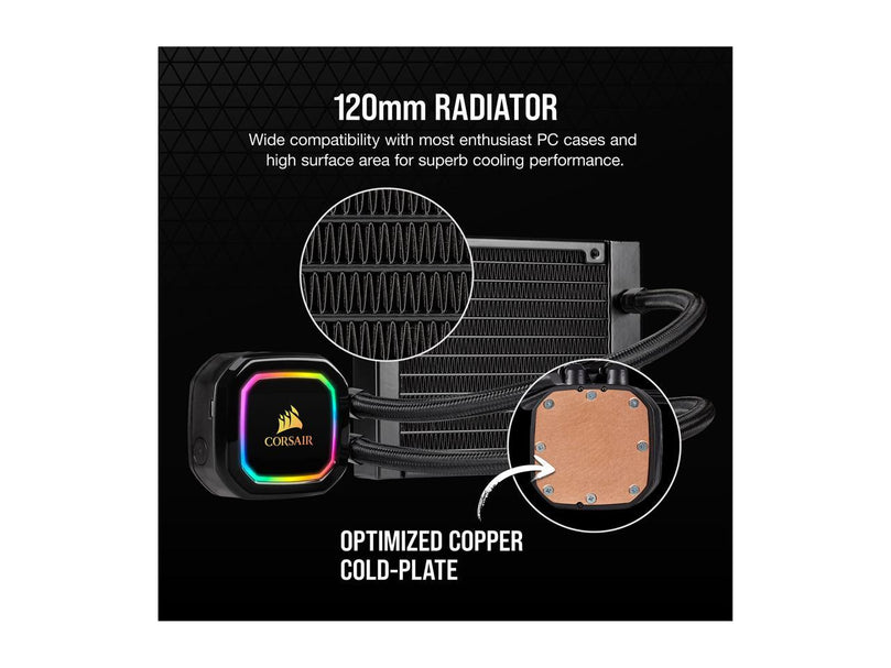 CORSAIR ICUE H60I RGB PRO XT, 120MM RADIATOR, SINGLE 120MM PWM FAN, SOFTWARE CONTROL, LIQUID CPU COOLER