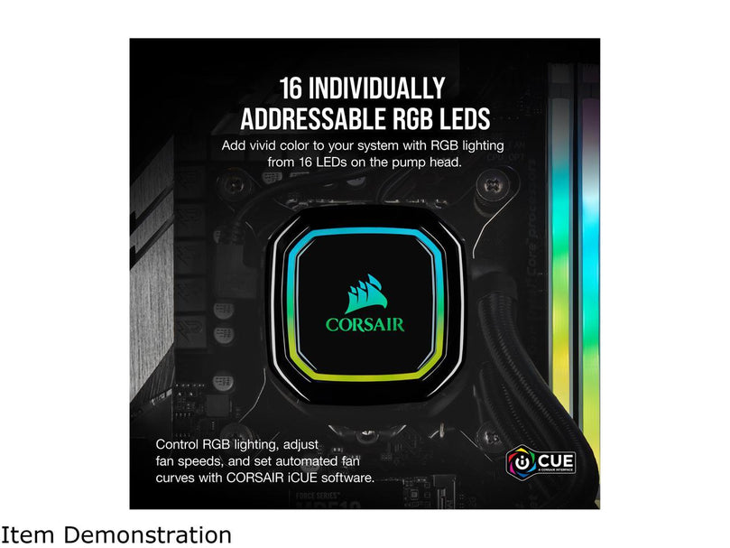 CORSAIR ICUE H60I RGB PRO XT, 120MM RADIATOR, SINGLE 120MM PWM FAN, SOFTWARE CONTROL, LIQUID CPU COOLER