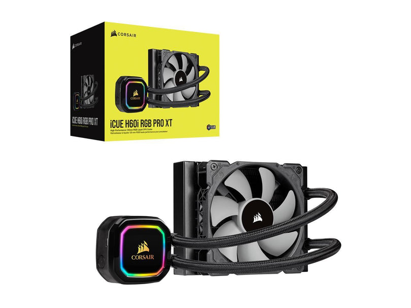 CORSAIR ICUE H60I RGB PRO XT, 120MM RADIATOR, SINGLE 120MM PWM FAN, SOFTWARE CONTROL, LIQUID CPU COOLER
