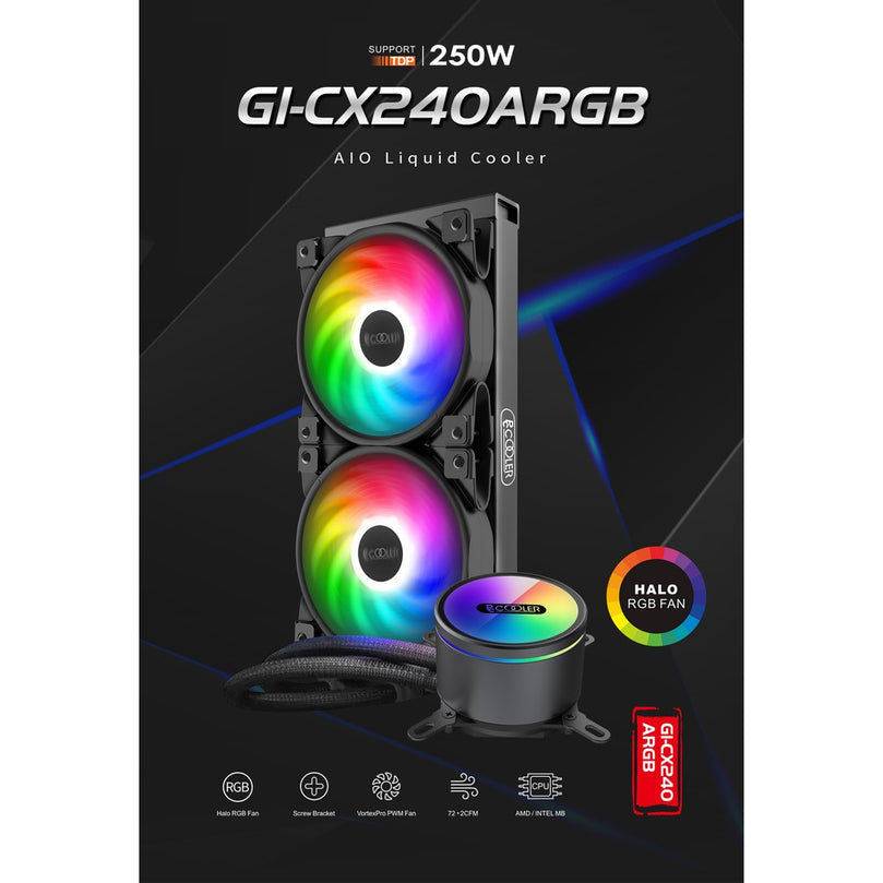 PC COOLER GI-CX240 ARGB AIO LIQUID COOLER