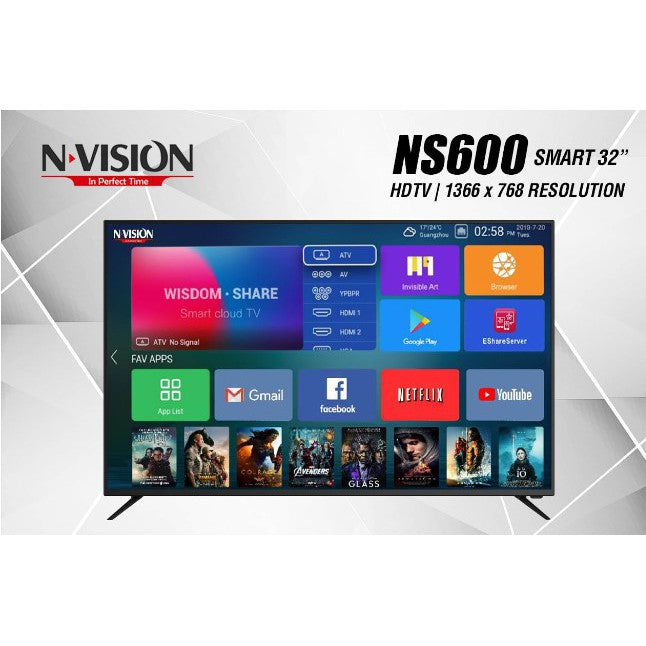 NVISION NS600 SMART 32″ HD TV | 1366 x 768 RESOLUTION SMART TV