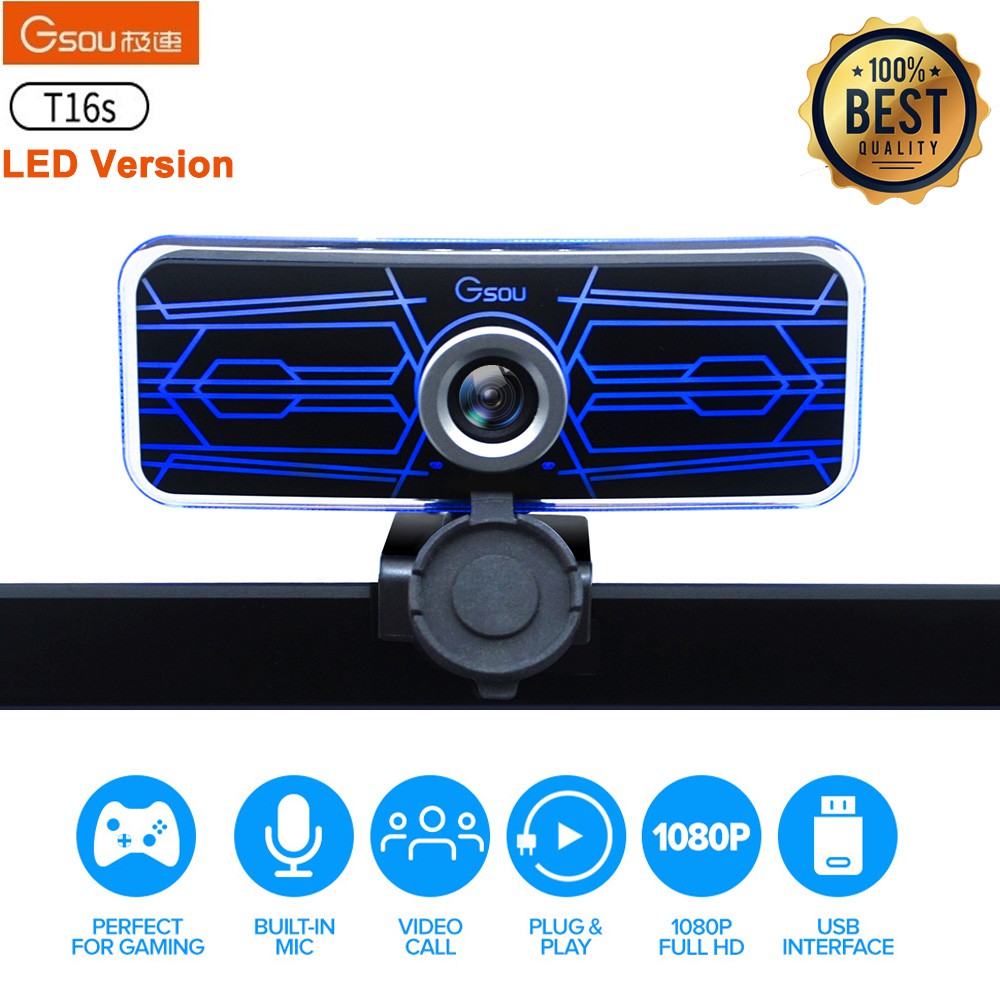 GSOU T16s/T16 LED 2MP 1080P FULL HD WIDE ANGLE / NO DISTORTION W/ MIC WEB CAMERA