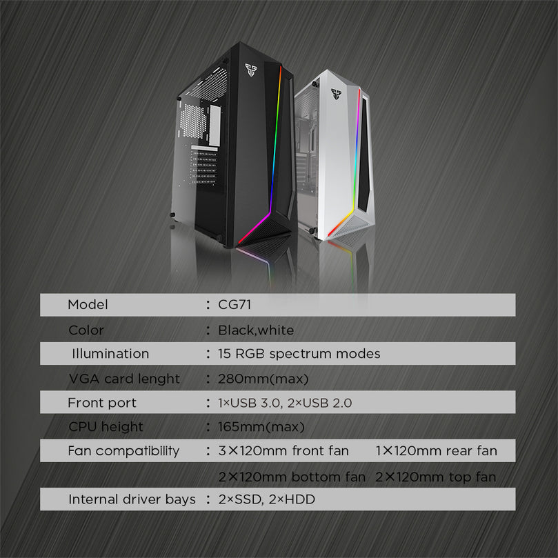 FANTECH PULSE CG71 RGB BLACK MIDDLE TOWER PC CASE