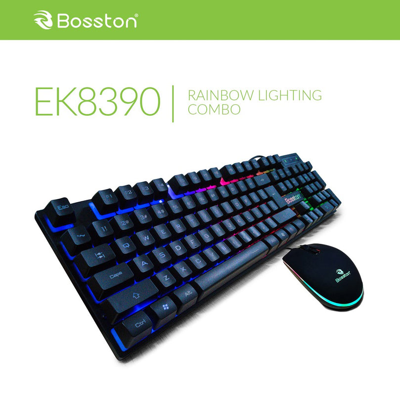 BOSSTON EK8390 MECHANICAL FEEL KEYBOARD AND OPTICAL MOUSE COMBO