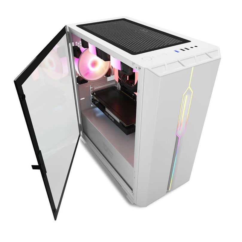 DARKFLASH DLM23 WHITE DOOR OPENING TEMPERED GLASS GAMING CASE