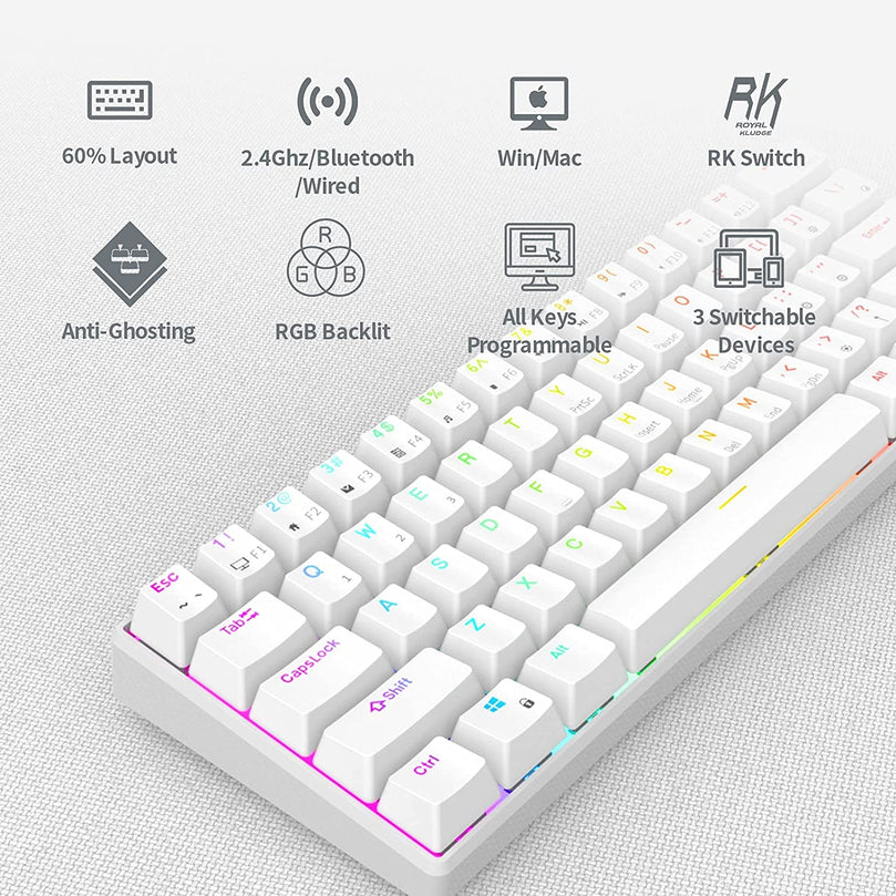 ROYAL KLUDGE RK61 61 KEYS WIRELESS 60% MECHANICAL GAMING KEYBOARD