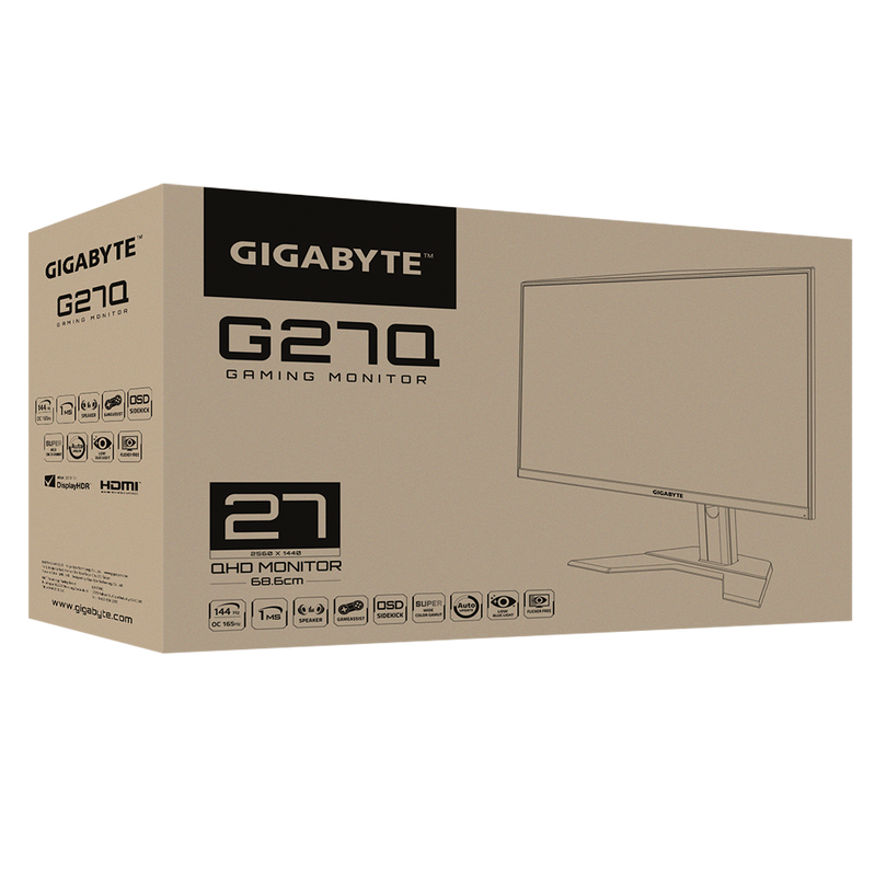 GIGABYTE 27 INCH 144HZ 1440P IPS FREESYNC/GSYNC MODEL GP-G27Q-AP FLAT MONITOR