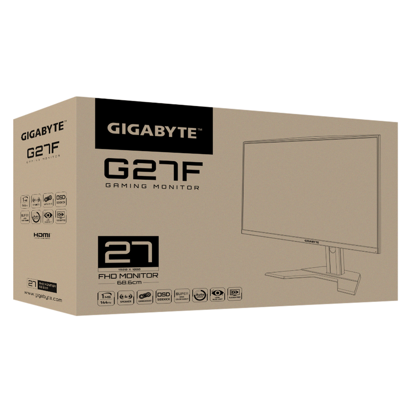 GIGABYTE G27F 27" 144HZ 1080P HEIGHT ADJUSTABLE GAMING MONITOR
