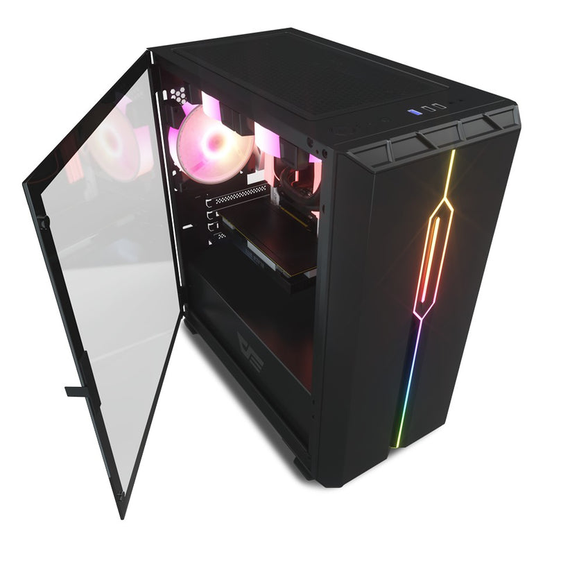 DARKFLASH DLM23 BLACK DOOR OPENING TEMPERED GLASS GAMING CASE
