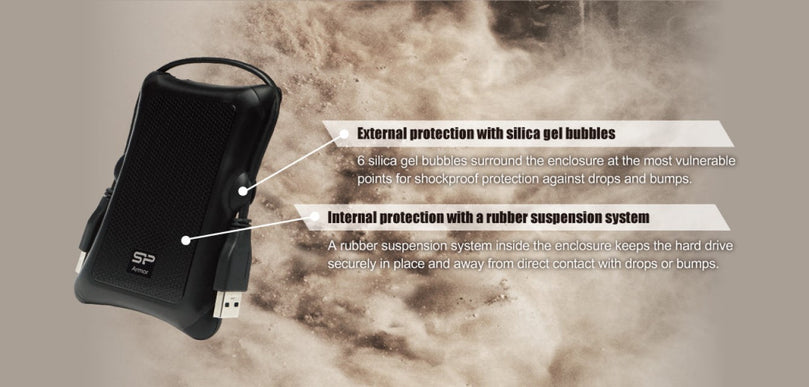 SILICON POWER 1TB A30 SHOCKPROOF ARMOR BLACK EXTERNAL HARD DRIVE
