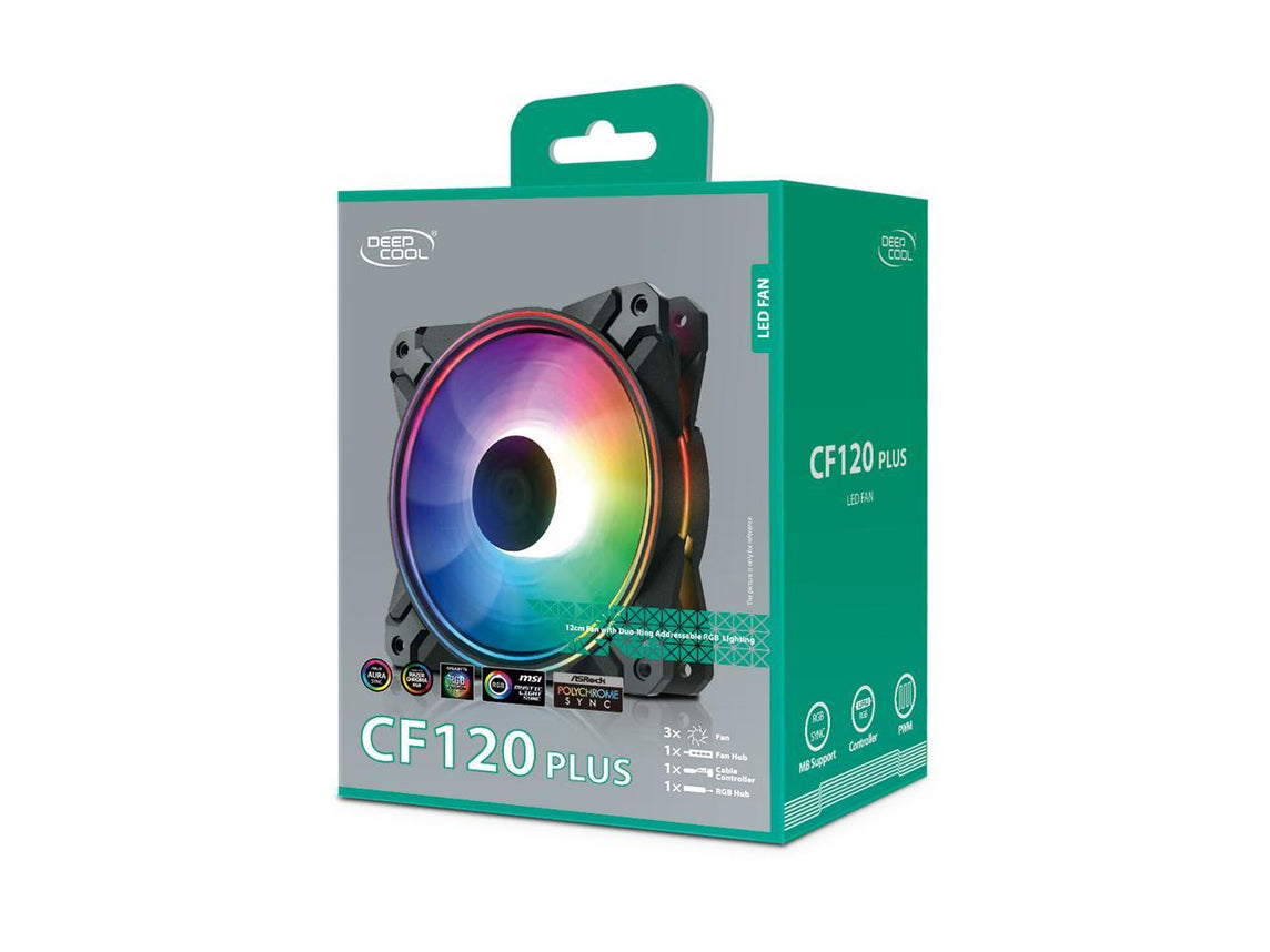 DEEPCOOL CF120 PLUS (3 IN 1) ADDRESSABLE RGB HALO RING PWM FAN