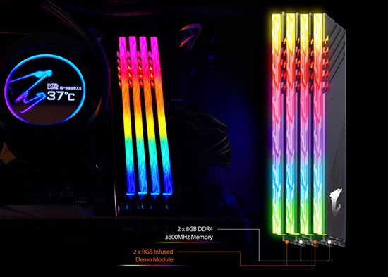 GIGABYTE AORUS RGB MEMORY 16GB DESKTOP MEMORY MODEL GP-AR36C18S8K2HU416RD (WITH DEMO KIT)