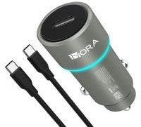 1HORA PD20W CIRCULAR ALUMINIUM+ABS+ PC C PORT CAR CHARGER+C TO C CABLE SET GAR156