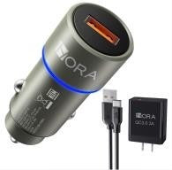 1HORA CIRCULAR ALUMINIUM+ABS+ PC U CAR CHARGER+USB-C CABLE SET GAR116