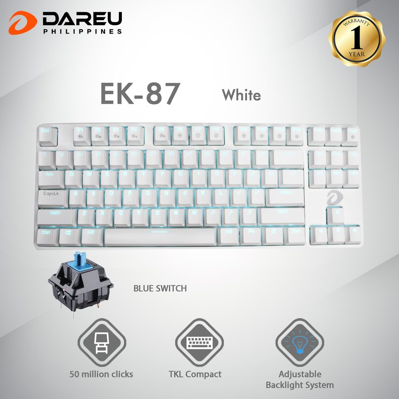 DAREU EK87 WHITE BLUE SWITCH MECHANICAL KEYBOARD