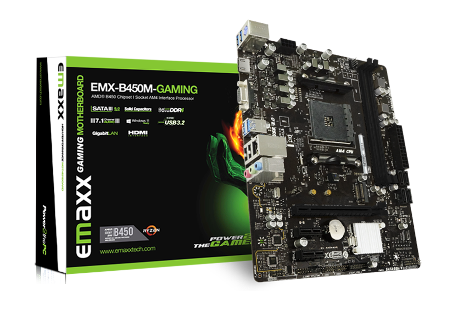 EMAXX B450M GAMING / 2*DDR4/M2/USB3/VGA+HDMI/PS2 AM4 (M-ATX) MOTHERBOARD