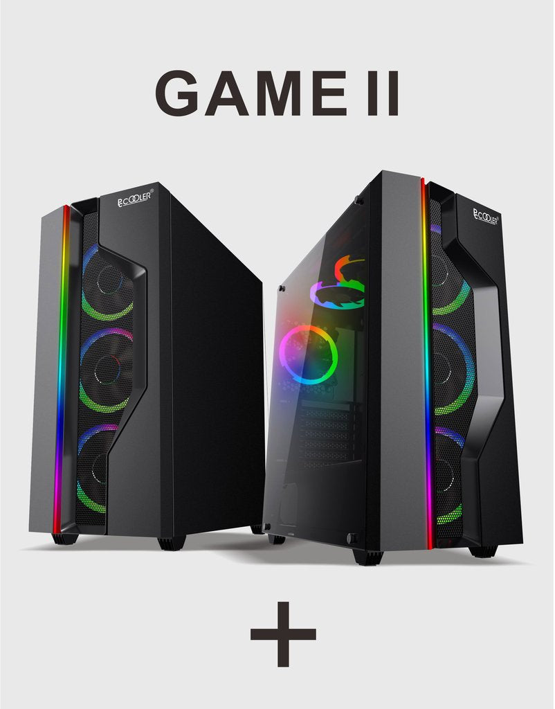 PC COOLER GAME Ⅱ GRACIA BLACK ATX TG MID TOWER CASE FAN
