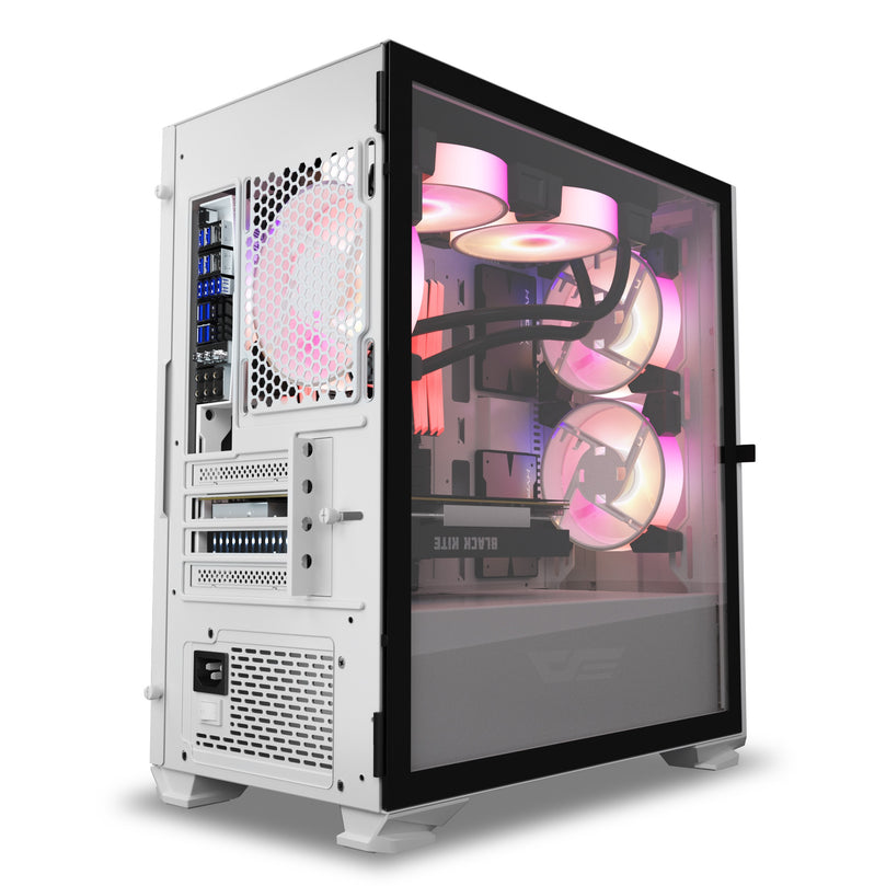 DARKFLASH DLM23 WHITE DOOR OPENING TEMPERED GLASS GAMING CASE