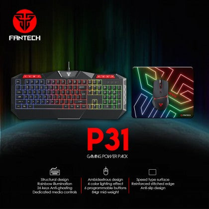FANTECH P31 HERO POWER PACK KEYBOARD, MOUSE, MOUSE PAD COMBO SET