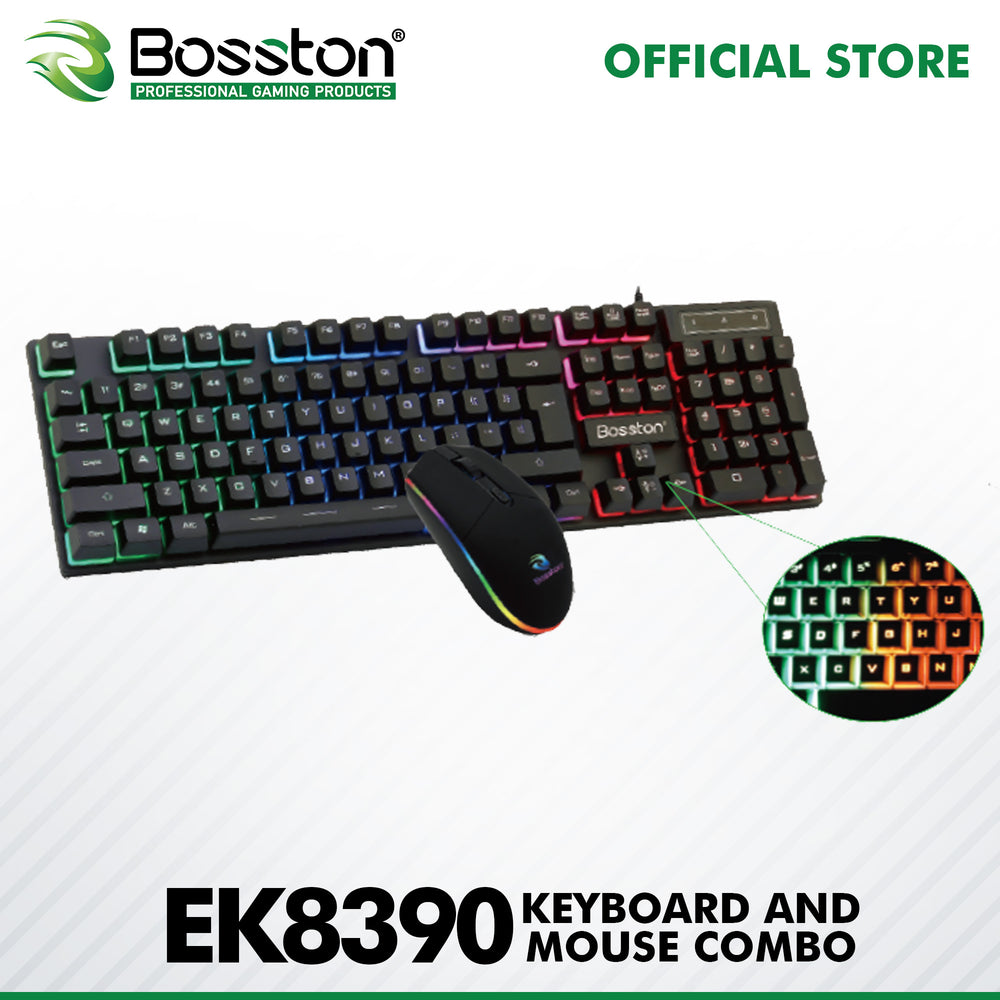 BOSSTON EK8390 MECHANICAL FEEL KEYBOARD AND OPTICAL MOUSE COMBO