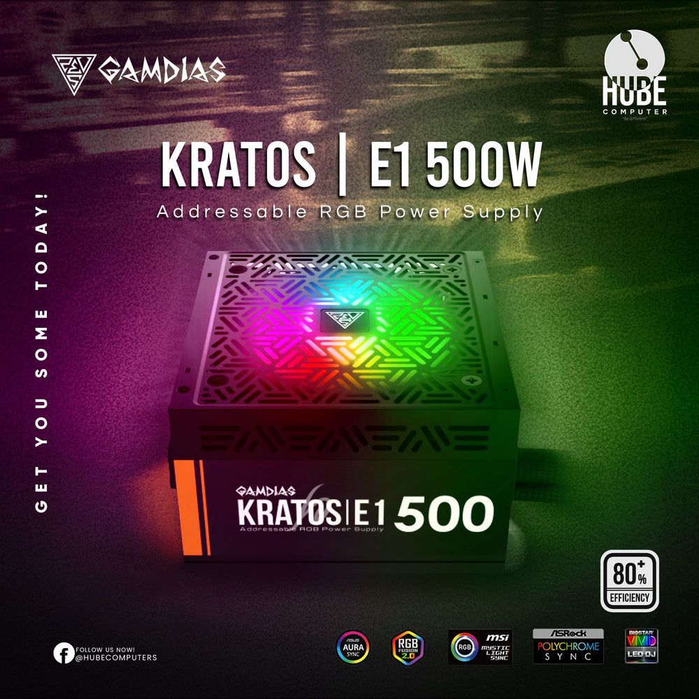 GAMDIAS KRATOS E1-500 500WATTS 80+ ARGB POWER SUPPLY