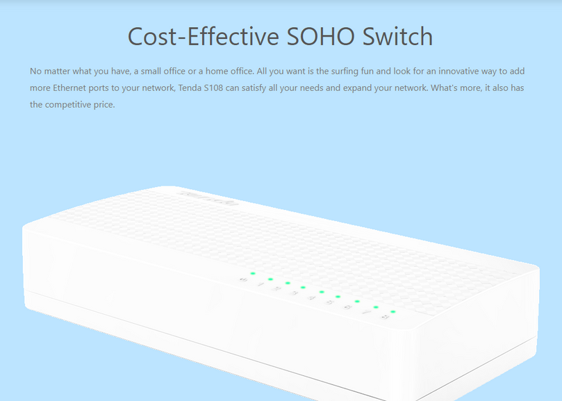TENDA SWITCH HUB 100/M 8 PORT S108 MEGABIT