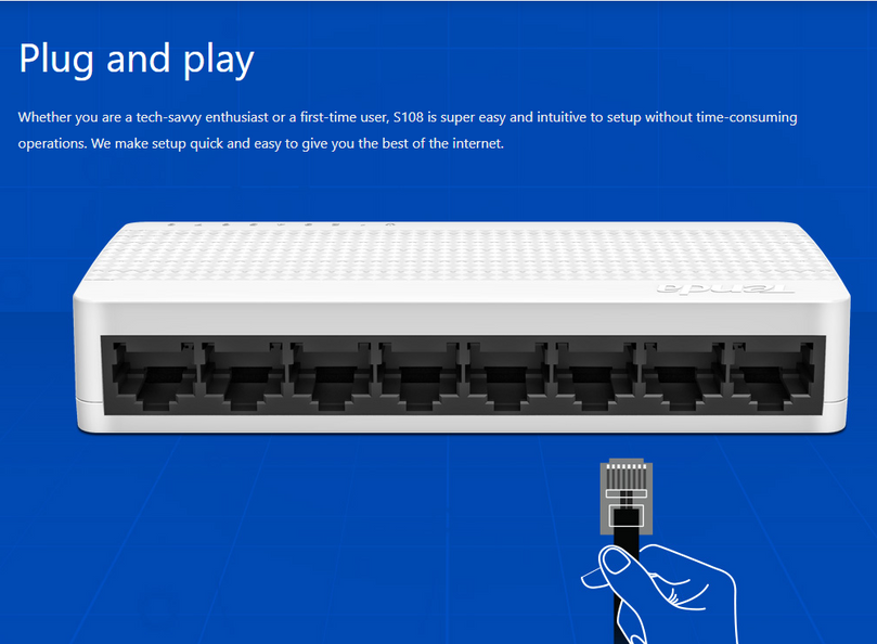 TENDA SWITCH HUB 100/M 8 PORT S108 MEGABIT