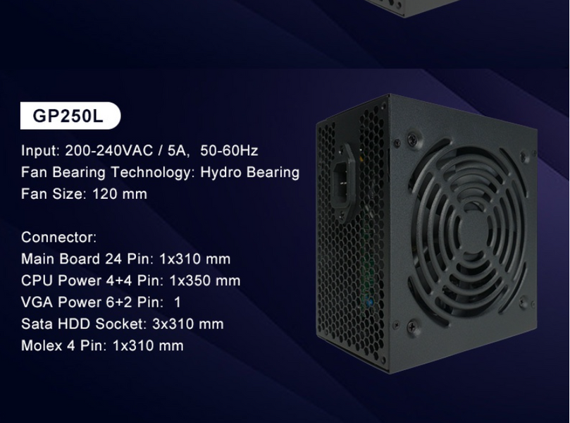 INPLAY GP250L ATX 800WATTS POWER SUPPLY