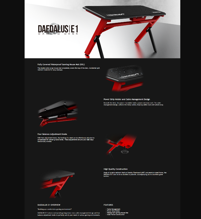GAMDIAS DAEDALUS E1 GAMING TABLE