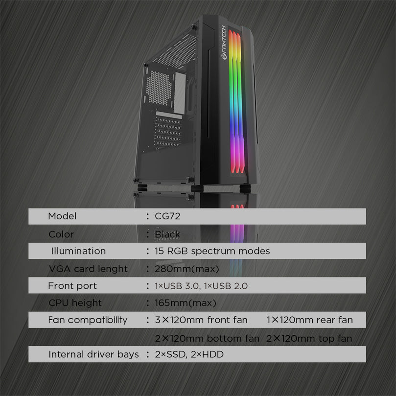 FANTECH STRIKE CG72 MIDTOWER ATX BLACK CASE