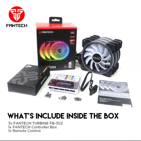 FANTECH FB-302 TYPHOON 3n1 W/ HUB & REMOTE RGB FAN