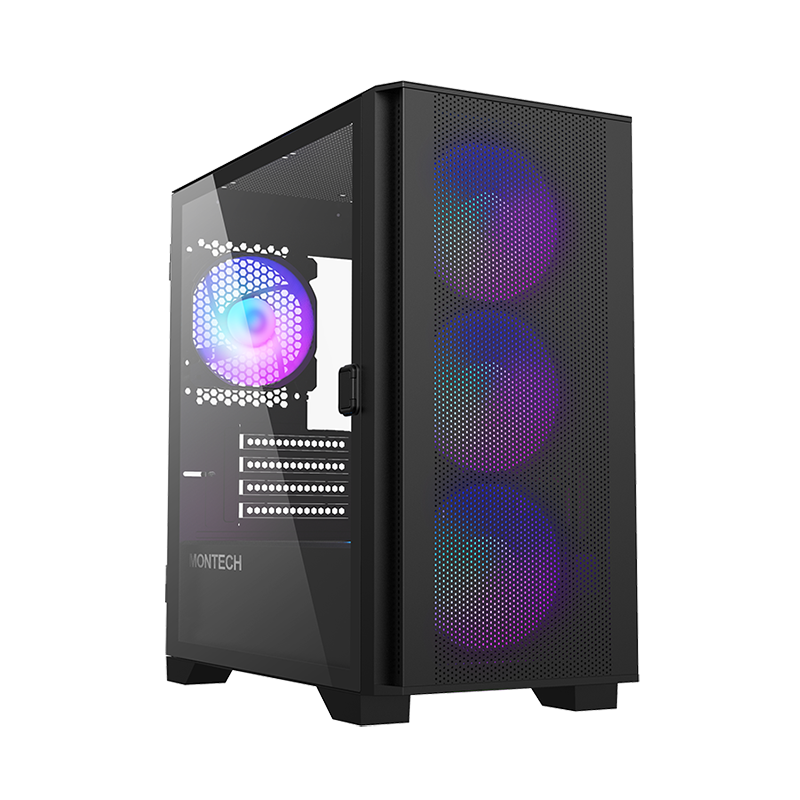 MONTECH AIR 100 ARGB MICRO-ATX TOWER WITH FOUR ARGB FANS GAMING CASE