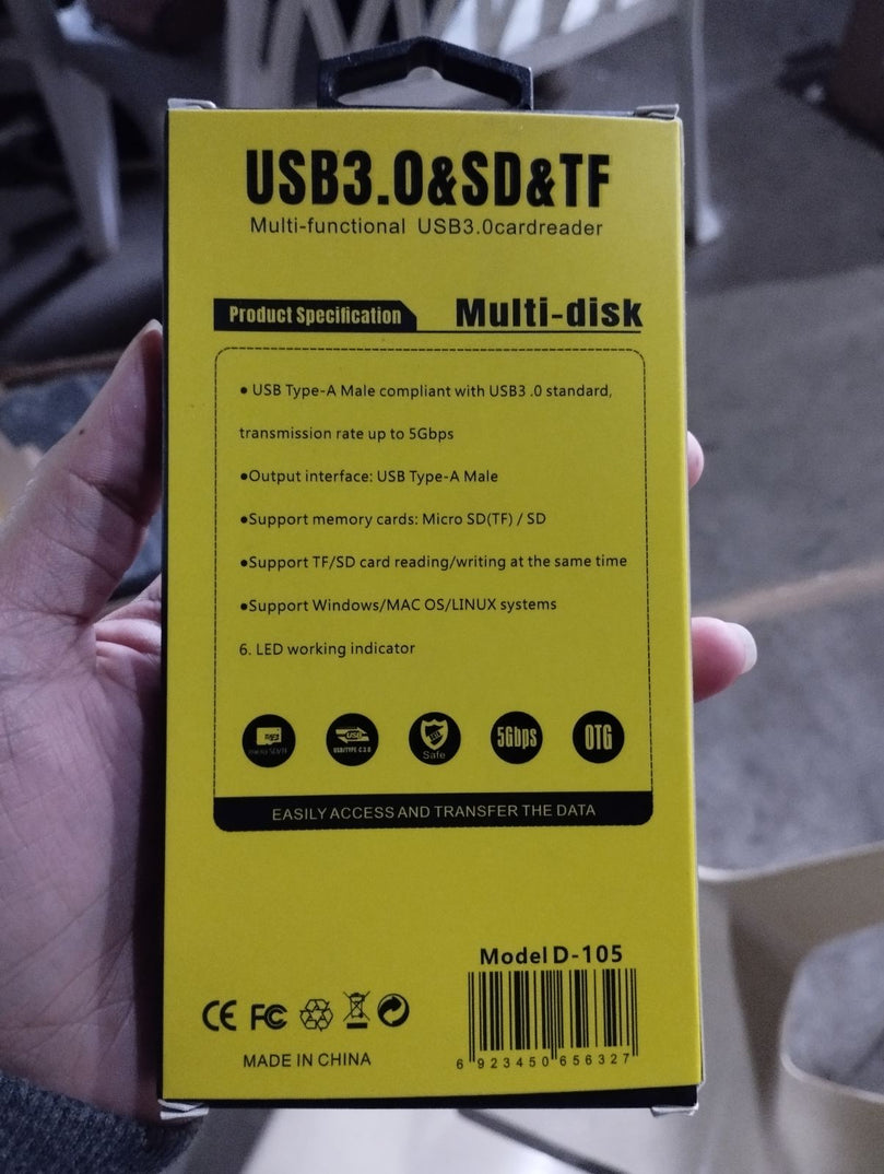 USB D-105 3.0 |SD|TF 5GBPS CARD READER