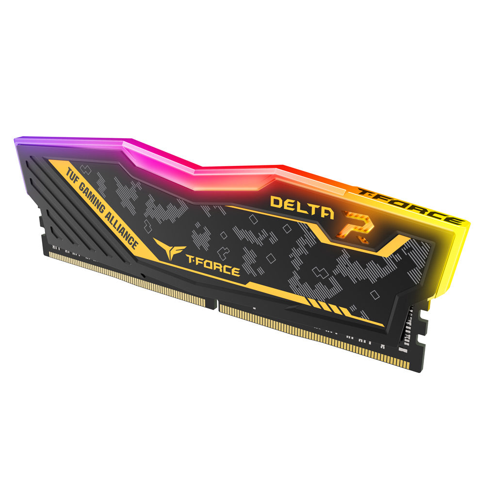 TEAMGROUP T-FORCE DELTA TUF RGB 16GB DDR4 3200MHZ CL18 BLACK SINGLE STICK DESKTOP MEMORY