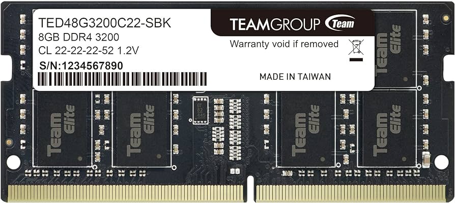 TEAMGROUP ELITE DDR4 8GB SINGLE 3200MHZ PC4-25600 CL22 UNBUFFERED NON-ECC 1.2V SODIMM 260-PIN LAPTOP MEMORY