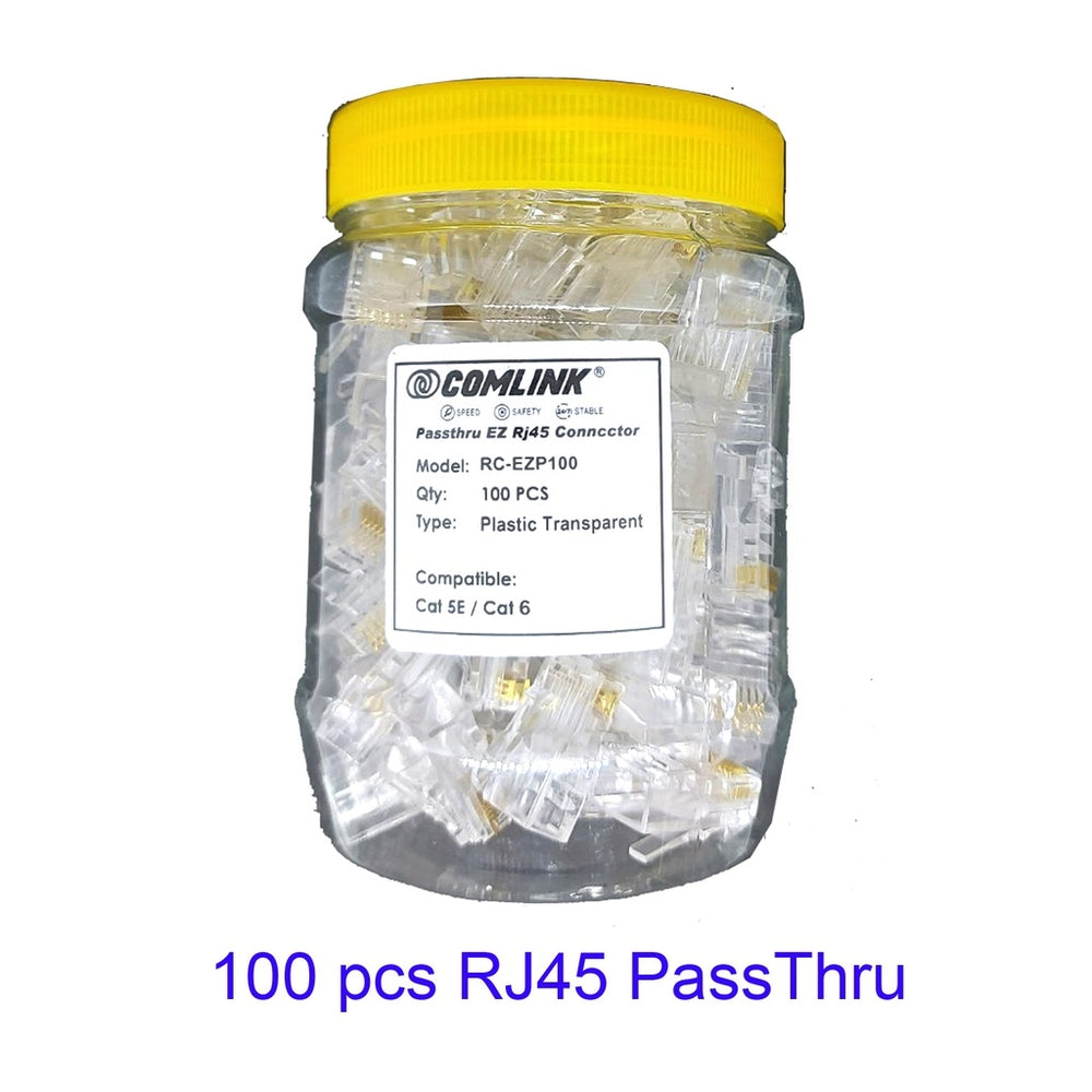 COMLINK RC-EZP100 RJ45 PASS THRU PLASTIC (100 PCS/BOTTLE)