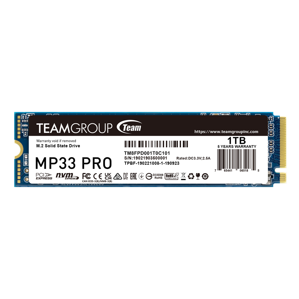 TEAMGROUP T-FORCE MP33 PRO 1TB M.2 PCIE NVME SSD