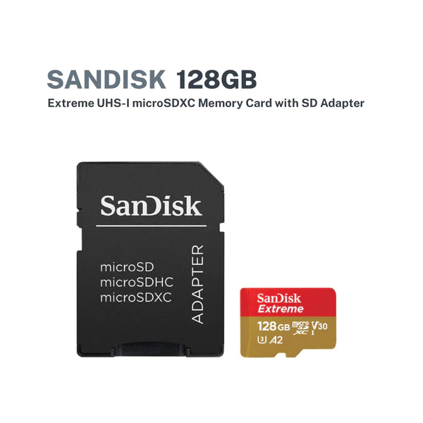 SANDISK EXTREME MICRO SDXC SQXAA 128GB V30 MICRO SD MEMORY