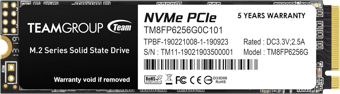 TEAMGROUP MP33 256GB SLC CACHE 3D NAND TLC NVME 1.3 PCIE GEN3X4 M.2 2280 INTERNAL SSD
