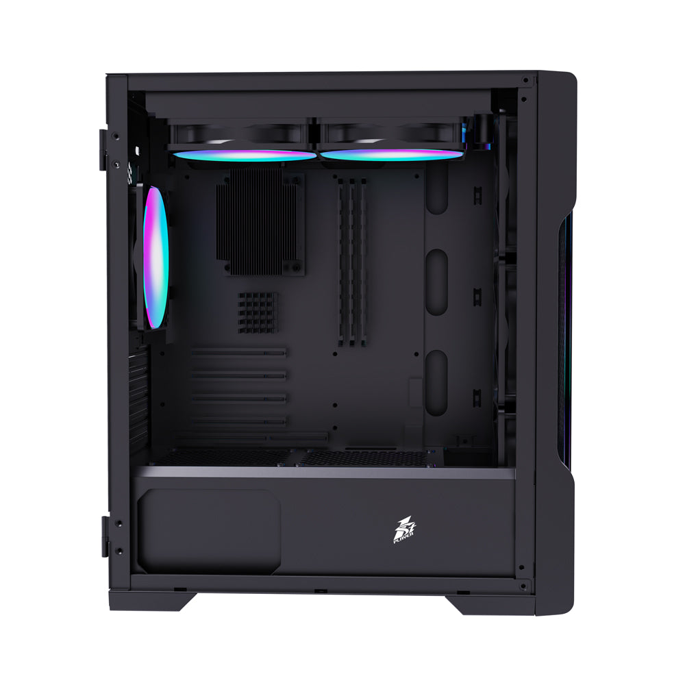 1STPLAYER TRILOBITE T3-G | TG SIDE & FRONT | M-ATX | BLACK MID-TOWER GAMING CASE