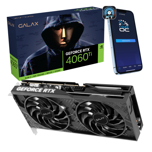 GALAX GEFORCE RTX™ 4060 TI 1-CLICK OC | XTREME TUNER APP CONTROL | 8GB | GDDR6 | 128-BIT | DP*3 | HDMI 2.1 | DLSS 3 | GAMING GRAPHICS CARD