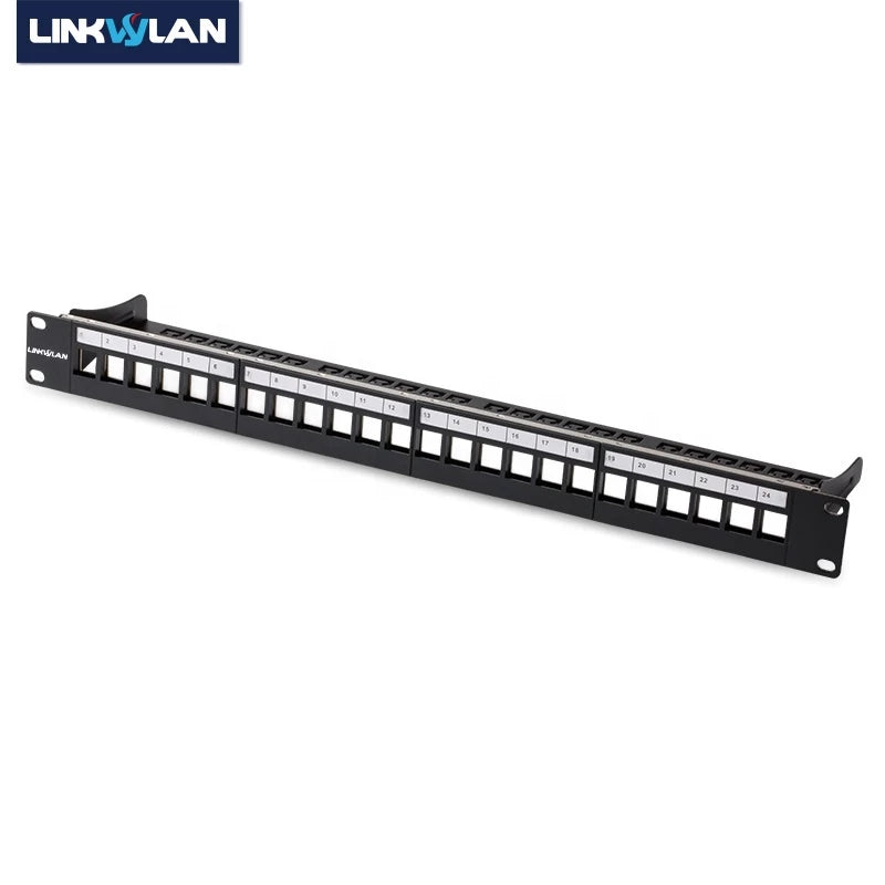 LINKWYLAN  LW-PAN24-LK  24PORT 19" UNLOADED BLACK PATCH PANEL KEYSTONE JACK SHIELDED TYPE