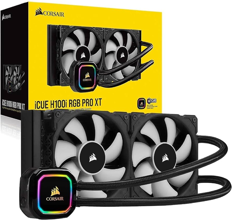 CORSAIR ICUE H100I RGB PRO XT, 240MM RADIATOR, DUAL 120MM PWM FANS, SOFTWARE CONTROL, LIQUID CPU COOLER