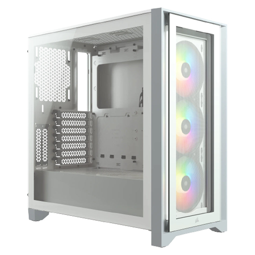 CORSAIR ICUE 4000X RGB WHITE STEEL / PLASTIC / TEMPERED GLASS ATX MID TOWER COMPUTER CASE