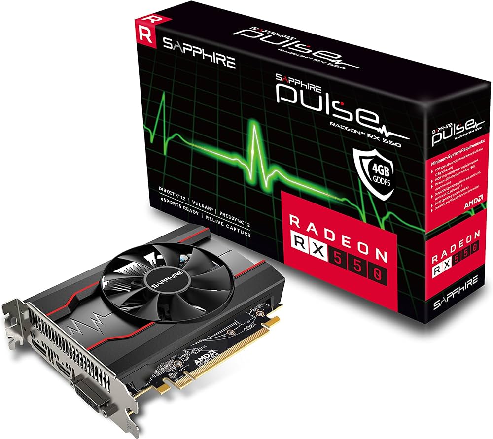 SAPPHIRE PULSE RADEON RX550 4G GDDR5 HDMI/DVI-D/DP OC GRAPHICS CARD