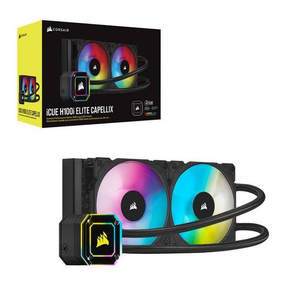 CORSAIR HYDRO SERIES, ICUE H100I ELITE CAPELLIX RGB, 240MM RADIATOR, DUAL ML120 RGB PWM FANS, POWERFUL ICUE SOFTWARE, LIQUID CPU COOLER