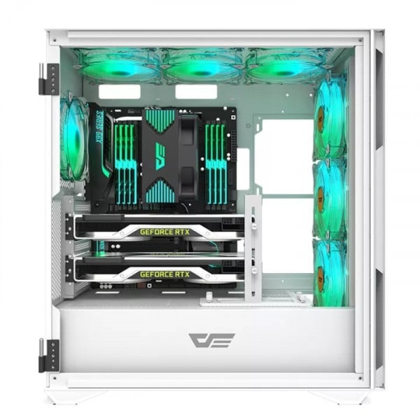 DARKFLASH DLX22 WHITE ATX COMPUTER CASE WITH GRAPHICS CARD HOLDER GAMING CASE