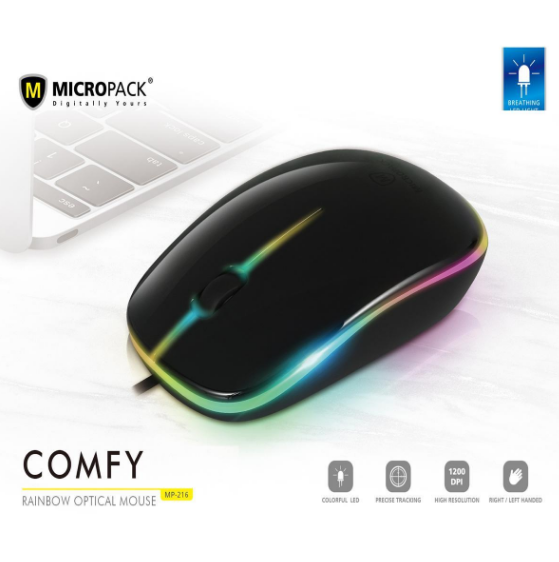 MICROPACK MP216 WIRED RAINBOW OPTICAL MOUSE