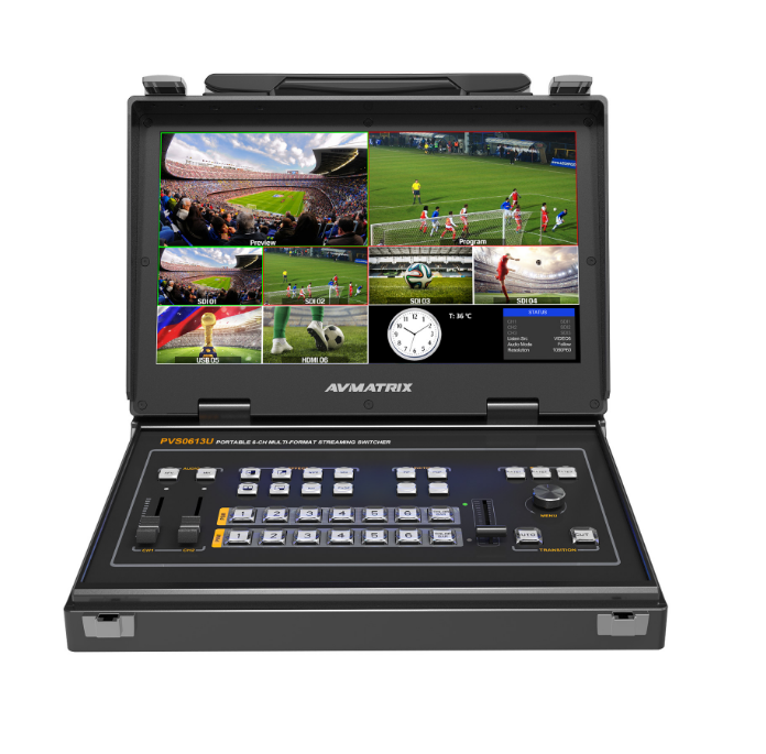 AVMATRIX PVS0613U PORTABLE 6CH SDI/HDMI MULTI-FORMAT STREAMING SWITCHER WITH MONITOR